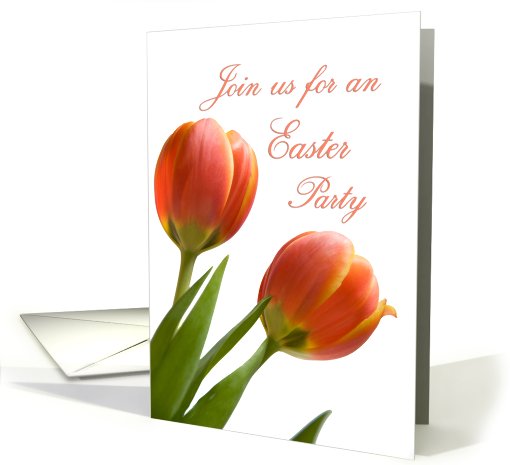 Easter Party Invitation - Orange Flowers card (782977)