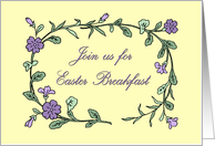 Easter Breakfast Invitation - Yellow & Purple Flowers card