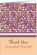 Teacher Thank You - Retro Squares card