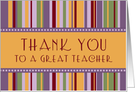 Teacher Thank You - Colorful Stripes card