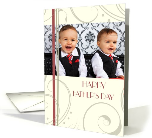 Happy Father's Day Photo Card - Beige & Red card (806233)
