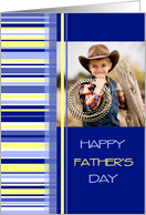 Happy Father’s Day Photo Card - Blue Stripes card