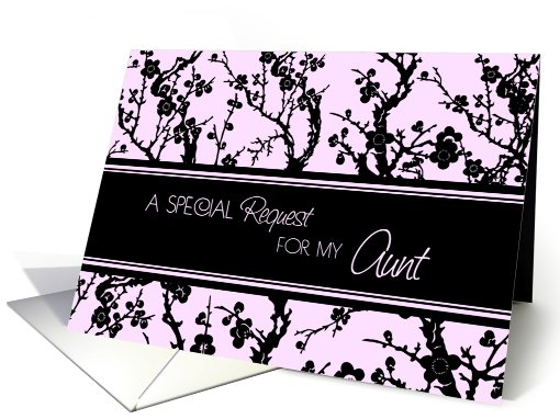 Aunt Bridesmaid Invitation - Pink & Black Floral card (826899)