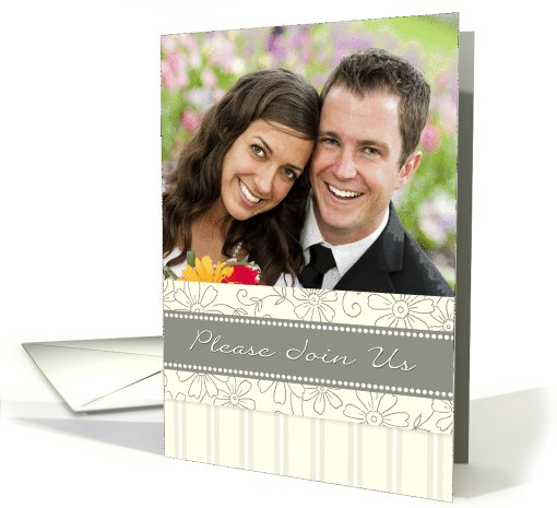 Wedding Invitation Photo Card - Cream Floral card (836032)