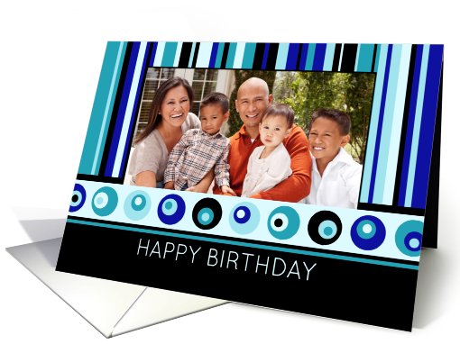 Happy Birthday Photo Card - Blue Stripes card (839393)