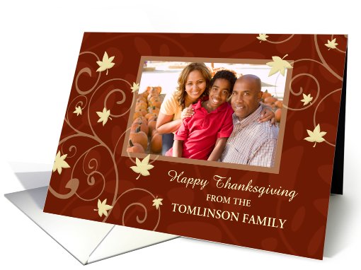 Happy Thanksgiving Photo Card - Red and Yellow Leaves card (853282)