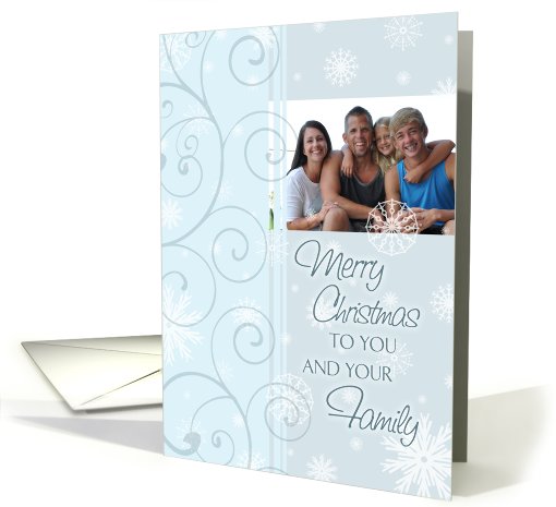 Merry Christmas Photo Card - Blue and White Snowflakes card (858996)