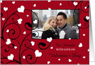 Happy Valentine’s Day Photo Card - Red Swirls and Hearts card