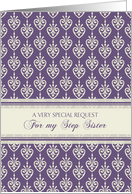 Step Sister Will you be my Bridesmaid Invitation - Purple card