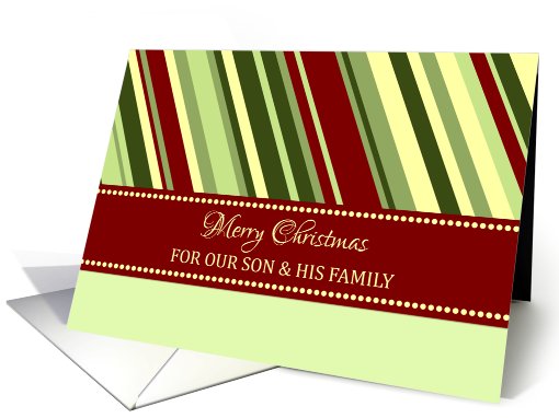 Merry Christmas for Son & Family Card - Festive Stripes card (971693)
