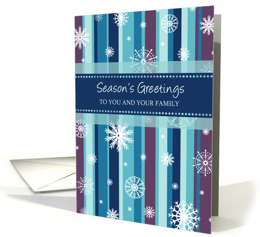 Season's Greetings for Co-worker Card - Stripes and Snowflakes card