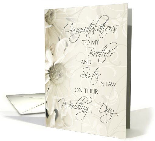 Wedding Congratulations Brother & Sister in Law - White Floral card