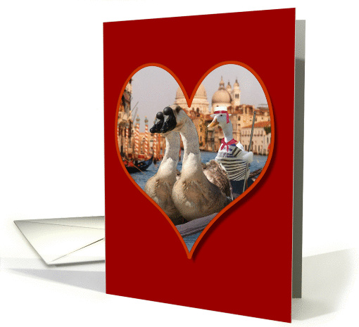 Geese on a Romantic Gondola Ride (Blank Inside) card (1286426)