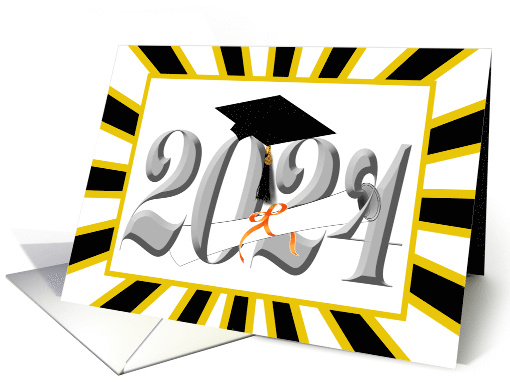 Class of 2024 With Black and Gold School Colors Blank Inside card