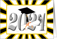 Class of 2024 With Black and Gold School Colors Blank Inside card