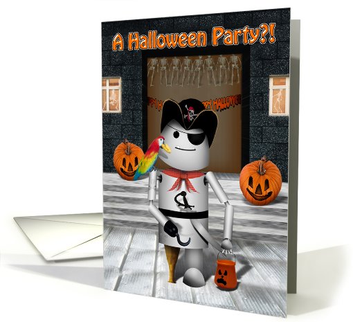 Halloween Party Invitation, Robot Pirate costume, peg leg,... (649460)