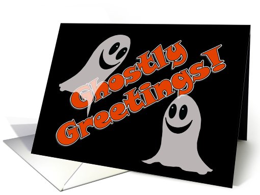 Cartoon Ghosts with Halloween Greetings card (665853)
