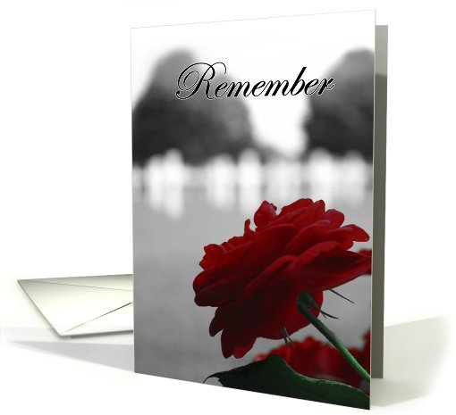 Cemetery Crosses with Red Rose card (795091)