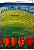 Tulips on a round hill card