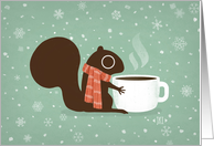Winter Woodland Squirrel Coffee Holiday card