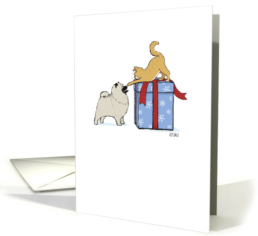 Keeshond Puppy & Kitten card (879513)