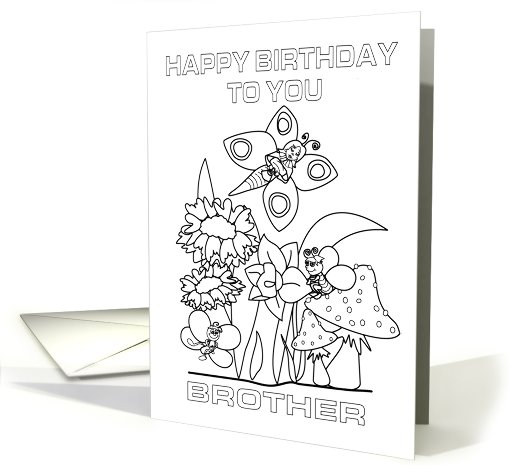 coloring bithday brother card (452950)