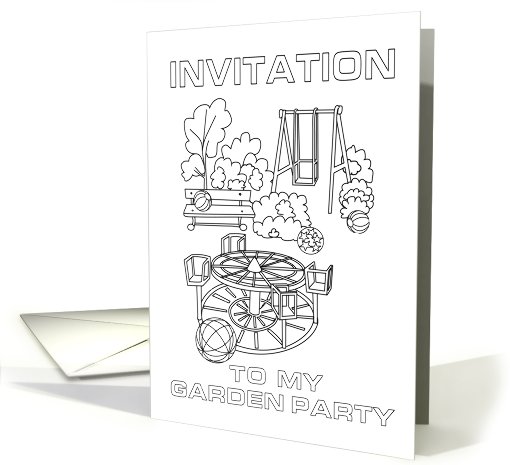 coloring invitation on garden party card (452973)