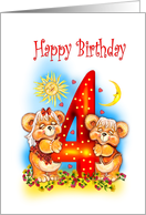4th birthday for children/twins card