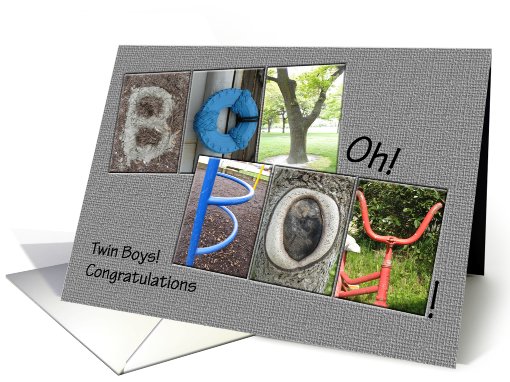 Photo letters Twin Boys card (665296)