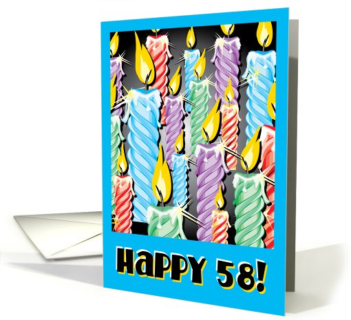 Sparkly candles -58th Birthday card (455152)