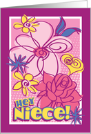 Flower doodles - niece birthday card