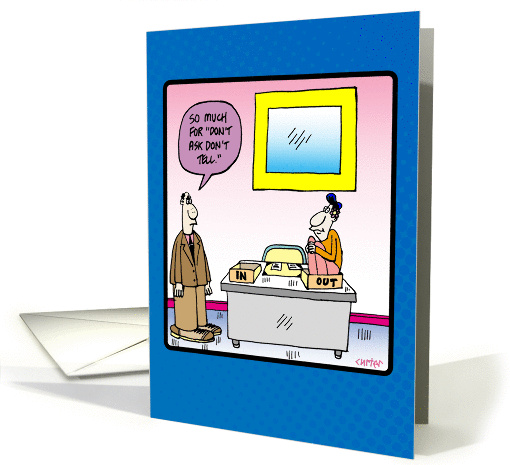Funny don't ask don't tell cartoon- congratulations on coming out card