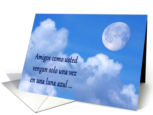 Spanish Language Dia de Amistad Happy Friendship Day blue moon card