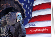 Happy Thanksgiving deployed Father patriotic flag and turkey card