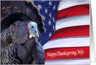 Happy Thanksgiving deployed wife patriotic flag and turkey card