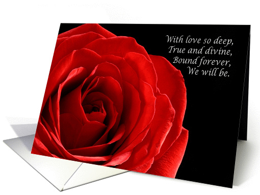 Elegant red rose whorls wedding announcement card (1124702)