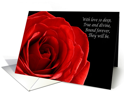 Elegant red rose wedding announcement from parents of the groom card