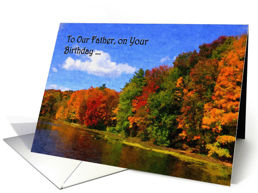 Happy Birthday Father from twin children autumn scene card (1154054)