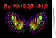 Halloween Block Party spooky eyes bloody font invitation card