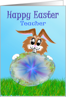 Happy Easter rabbit for Teacher card