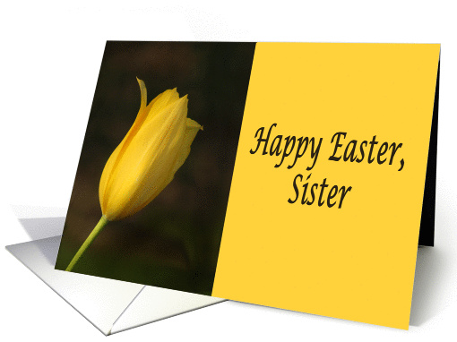 Happy Easter Sister yellow tulip card (909488)