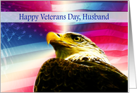 Happy Veterans Day Husband flag Bald Eagle card