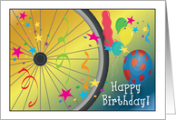 Birthday, Cycling Theme, balloons, stars card