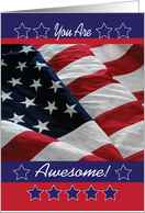 Encouragement to Military, USA flag, stars card