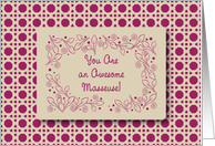 Encouragement to Masseuse, leaves card