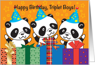 Happy Birthday to Triplet Boys, Pandas card