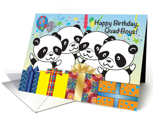 Happy Birthday to Quad Boys, Pandas card (1053499)