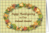 Business Thanksgiving for Vendor/Supplier, wreath card