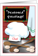 Seasoned Greetings to Chef, eggs, spoons card