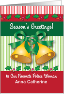 Personalized Season’s Greetings for a Police Woman card